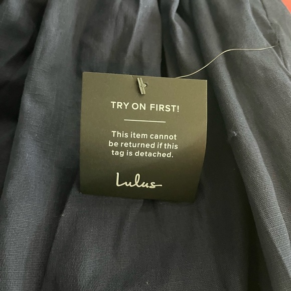 NWT Lulus Sunny Enchantment Navy Embroidered Balloon Sleeve Midi Dress - Picture 12 of 14